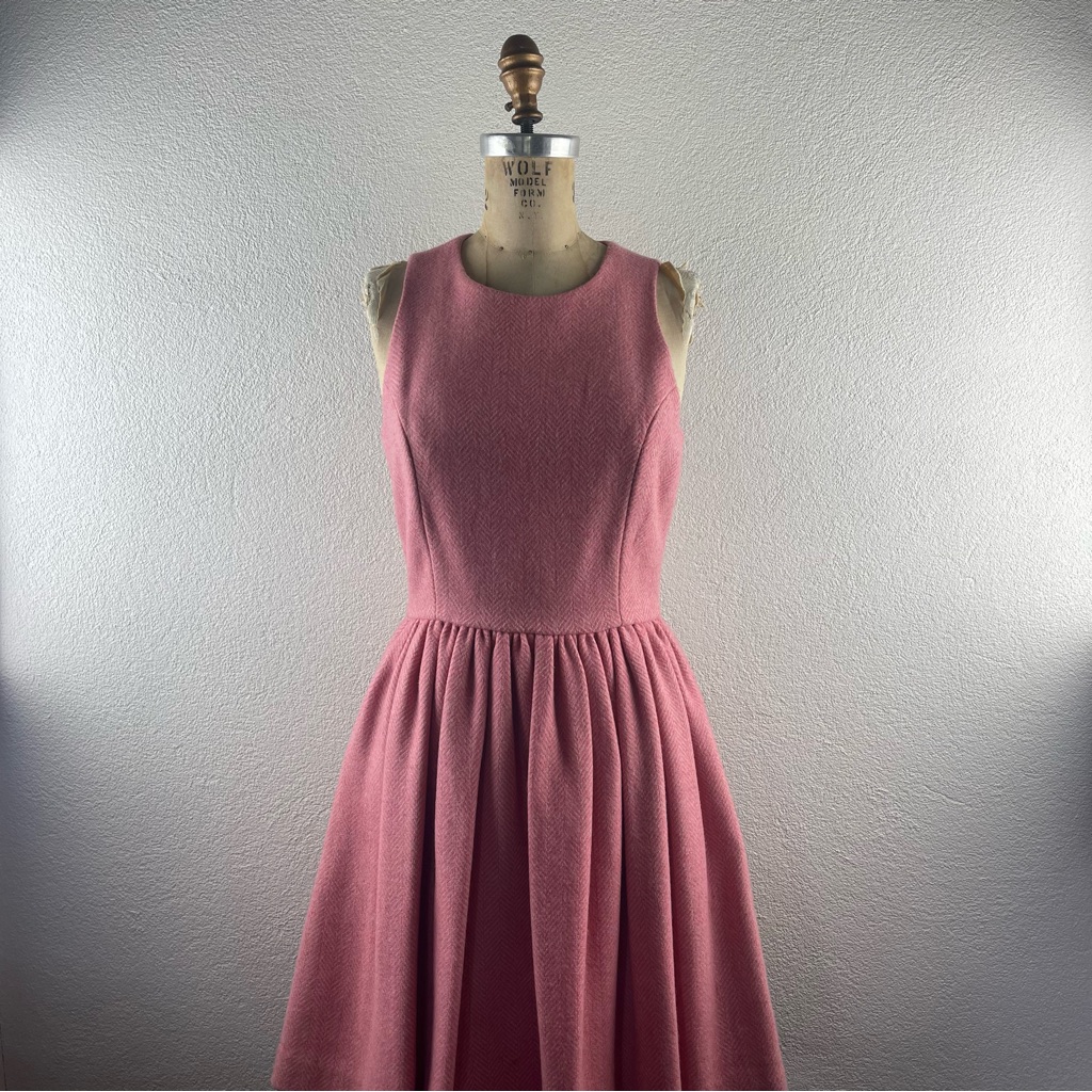 Anthropologie L 6 Anabel Preserves Retro Wool Herringbone Fit Flare Party Dress